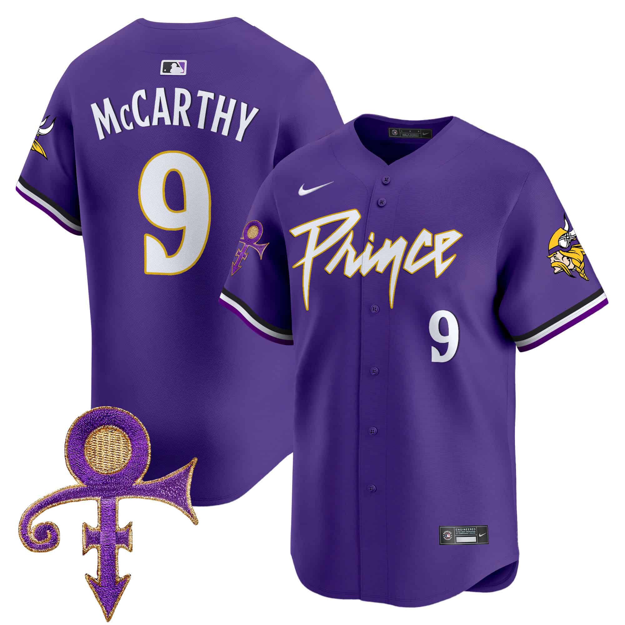 Men Minnesota Vikings #9 Mccarthy Purple 2024 Nike Prince Patch Vapor Premier Limited NFL Jersey